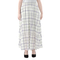 White Grey And Purple Tattersall Print Chiffon Maxi Skirt