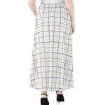 White Grey And Purple Tattersall Print Chiffon Maxi Skirt