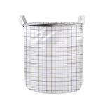 White Grey And Purple Tattersall Print Collapsible Laundry Basket