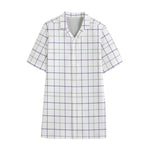 White Grey And Purple Tattersall Print Cotton Hawaiian Shirt