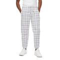 White Grey And Purple Tattersall Print Cotton Sweatpants