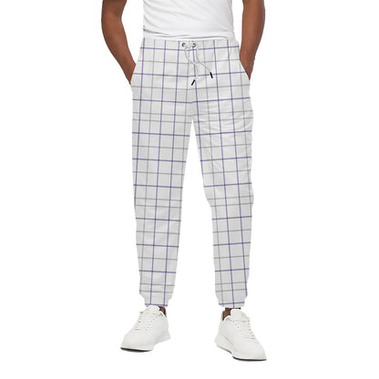White Grey And Purple Tattersall Print Cotton Pants