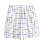 White Grey And Purple Tattersall Print Cotton Shorts