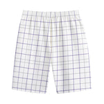 White Grey And Purple Tattersall Print Cotton Shorts