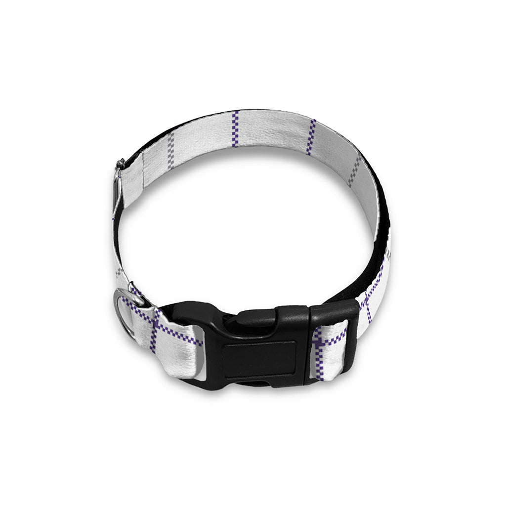 White Grey And Purple Tattersall Print Dog Collar