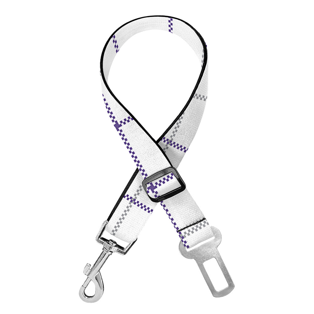 White Grey And Purple Tattersall Print Dog Seat Belt