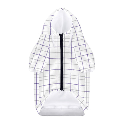 White Grey And Purple Tattersall Print Dog Zip Up Hoodie