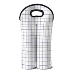 White Grey And Purple Tattersall Print Double Neoprene Wine Tote