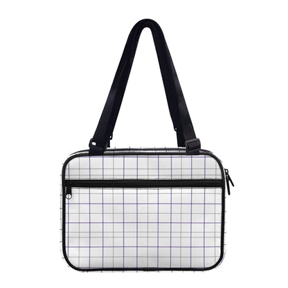 White Grey And Purple Tattersall Print Double Strap Bible Bag