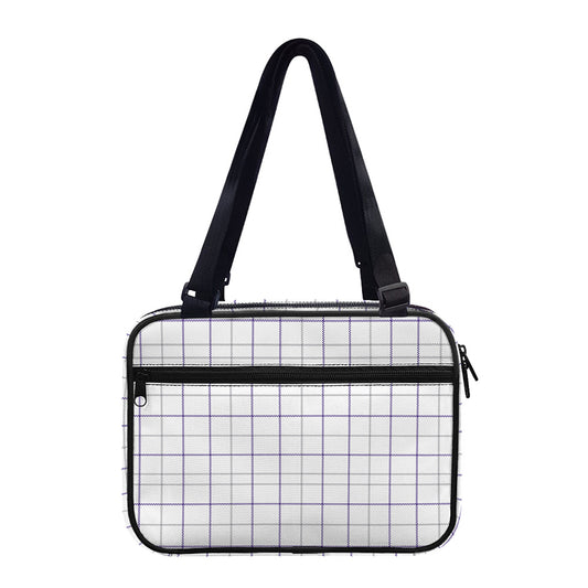 White Grey And Purple Tattersall Print Double Strap Bible Bag