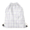 White Grey And Purple Tattersall Print Drawstring Bag