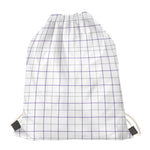 White Grey And Purple Tattersall Print Drawstring Bag