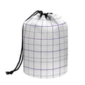 White Grey And Purple Tattersall Print Drawstring Makeup Bag