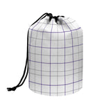 White Grey And Purple Tattersall Print Drawstring Makeup Bag
