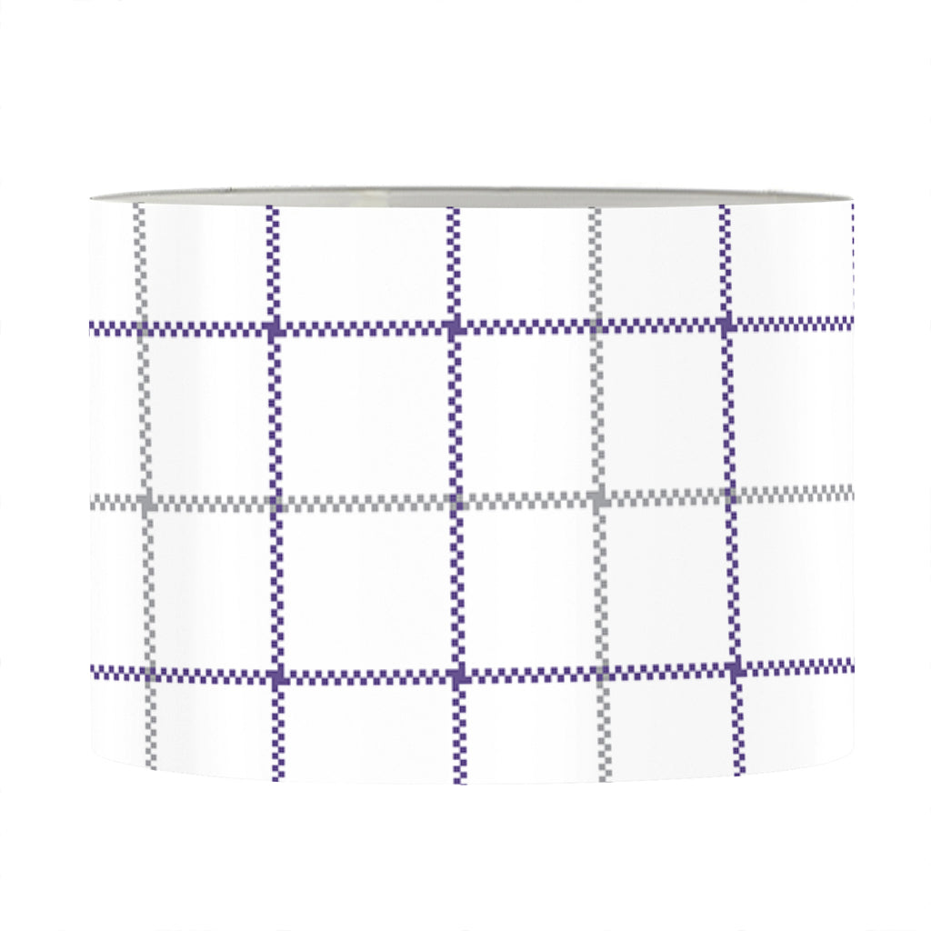 White Grey And Purple Tattersall Print Drum Lamp Shade