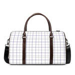 White Grey And Purple Tattersall Print Duffle Bag