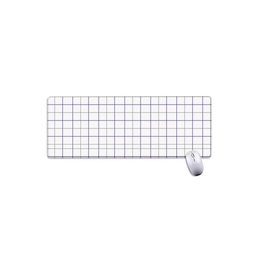 White Grey And Purple Tattersall Print Extended Mouse Pad