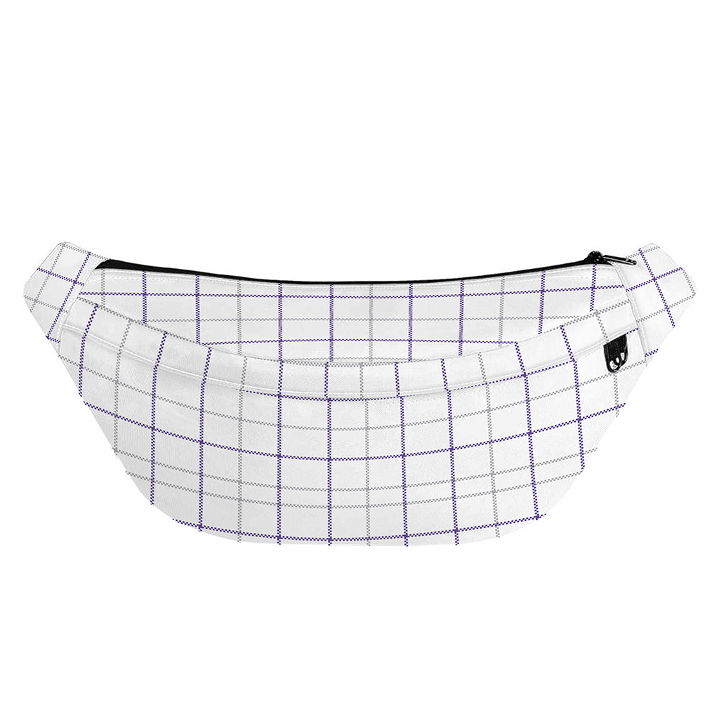 White Grey And Purple Tattersall Print Fanny Pack