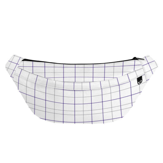 White Grey And Purple Tattersall Print Fanny Pack