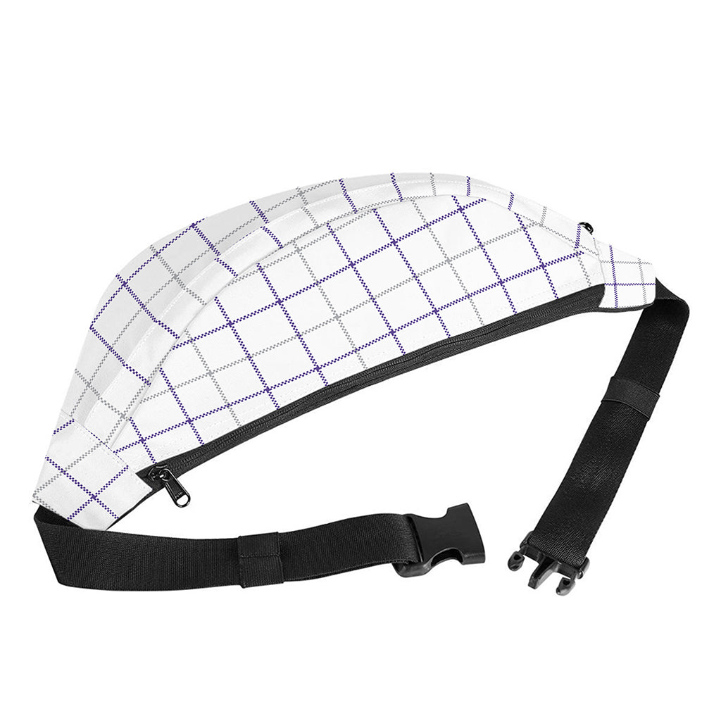 White Grey And Purple Tattersall Print Fanny Pack