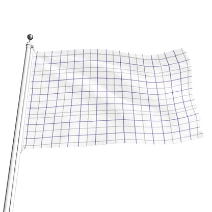 White Grey And Purple Tattersall Print Flag