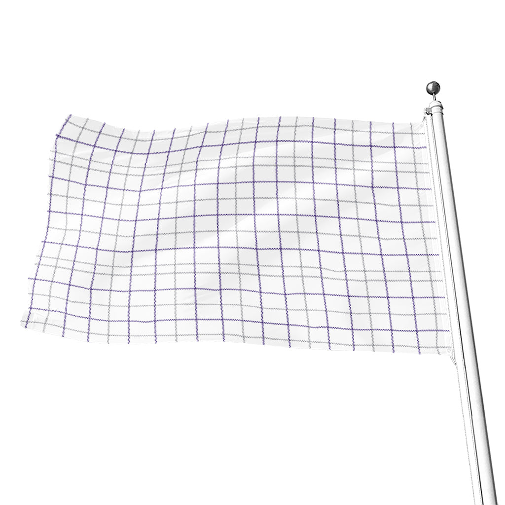 White Grey And Purple Tattersall Print Flag
