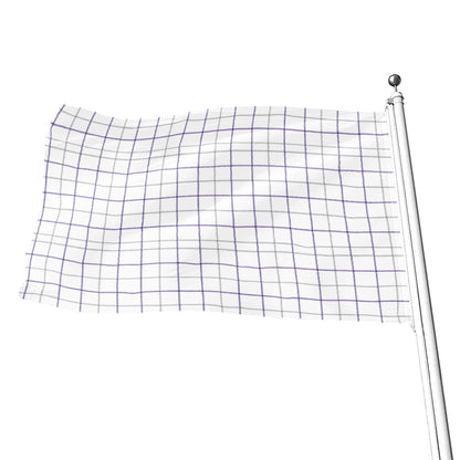 White Grey And Purple Tattersall Print Flag