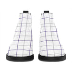 White Grey And Purple Tattersall Print Flat Ankle Boots