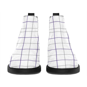 White Grey And Purple Tattersall Print Flat Ankle Boots