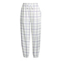 White Grey And Purple Tattersall Print Fleece Lined Knit Pants