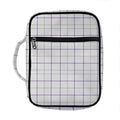 White Grey And Purple Tattersall Print Front Pocket Bible Bag