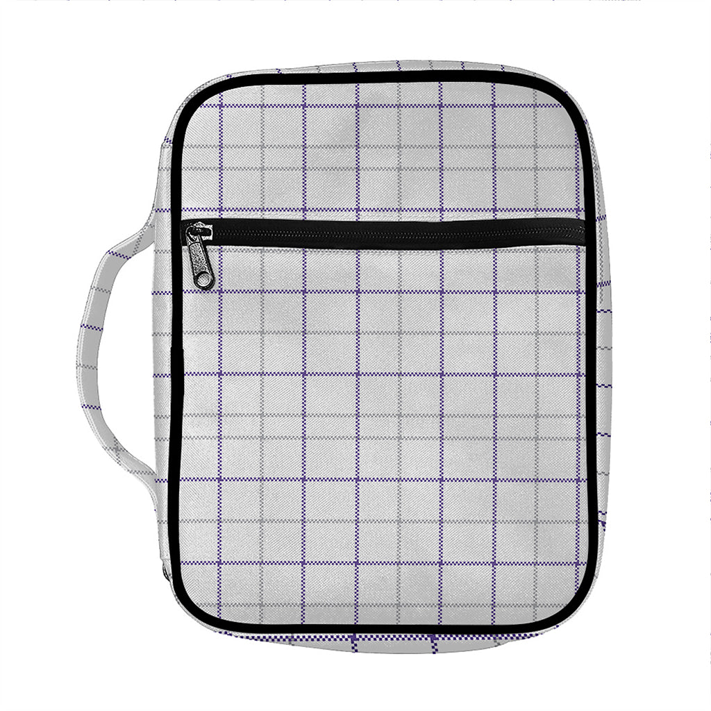 White Grey And Purple Tattersall Print Front Pocket Bible Bag