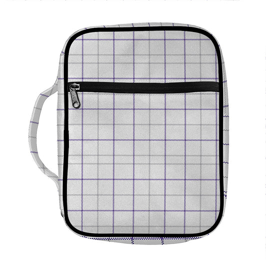 White Grey And Purple Tattersall Print Front Pocket Bible Bag