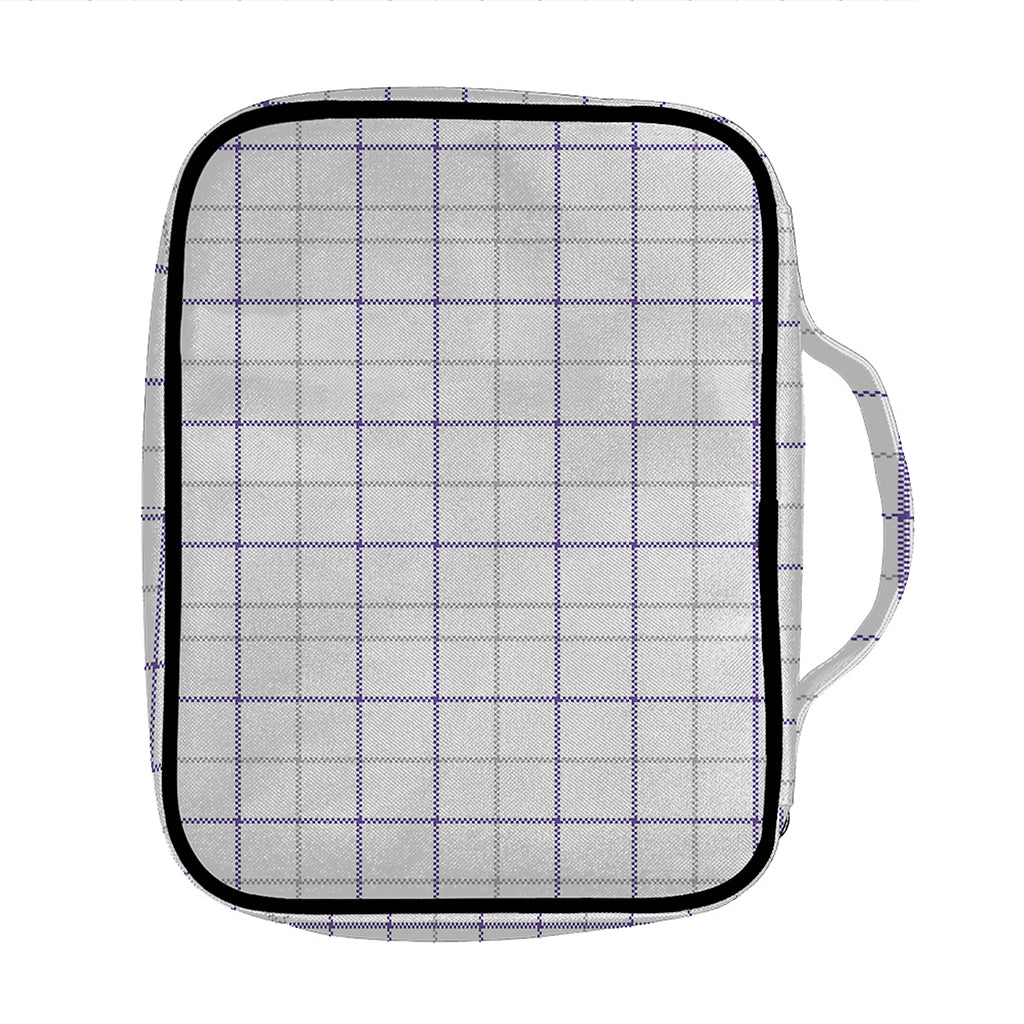 White Grey And Purple Tattersall Print Front Pocket Bible Bag
