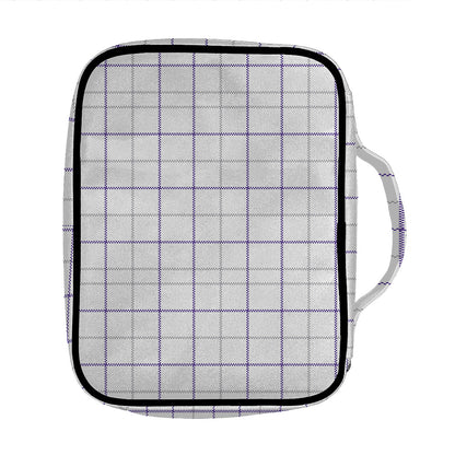 White Grey And Purple Tattersall Print Front Pocket Bible Bag