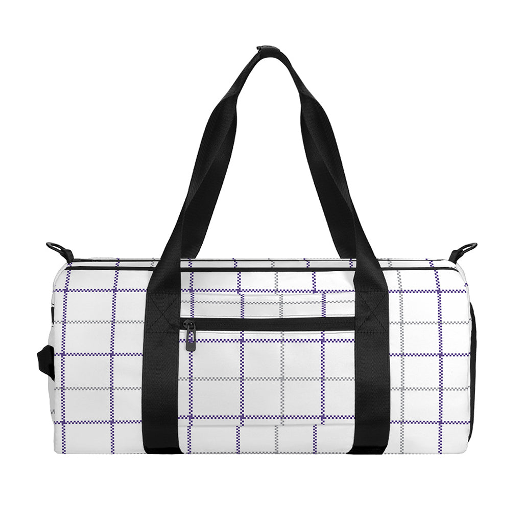White Grey And Purple Tattersall Print Gym Bag