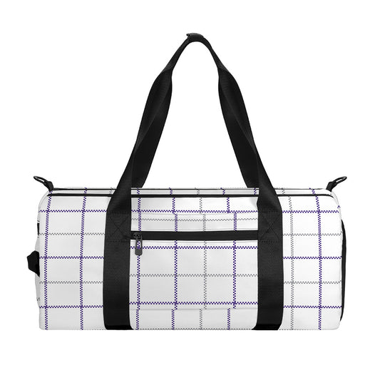 White Grey And Purple Tattersall Print Gym Bag