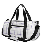 White Grey And Purple Tattersall Print Gym Bag