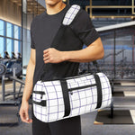 White Grey And Purple Tattersall Print Gym Bag