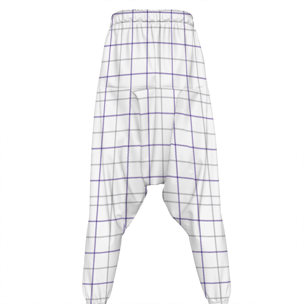 White Grey And Purple Tattersall Print Hammer Pants