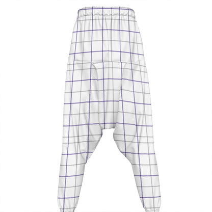 White Grey And Purple Tattersall Print Hammer Pants