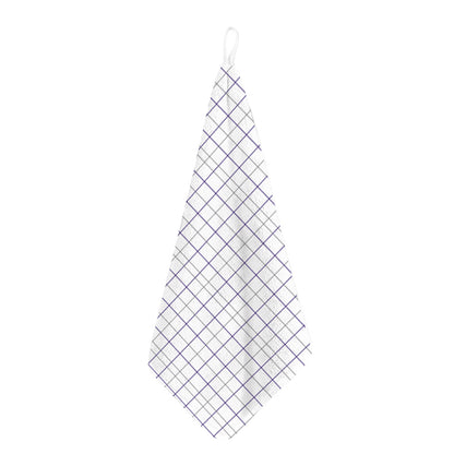 White Grey And Purple Tattersall Print Hand Towel