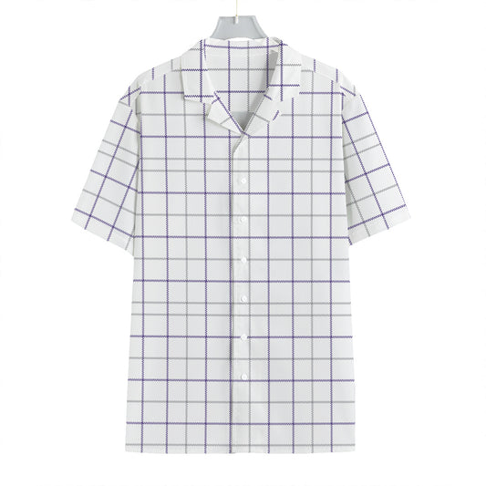 White Grey And Purple Tattersall Print Hawaiian Shirt