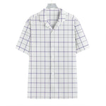 White Grey And Purple Tattersall Print Hawaiian Shirt