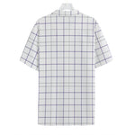 White Grey And Purple Tattersall Print Hawaiian Shirt