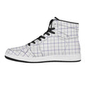 White Grey And Purple Tattersall Print High Top Leather Sneakers