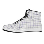 White Grey And Purple Tattersall Print High Top Leather Sneakers