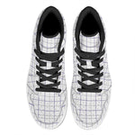 White Grey And Purple Tattersall Print High Top Leather Sneakers