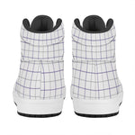 White Grey And Purple Tattersall Print High Top Leather Sneakers