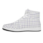 White Grey And Purple Tattersall Print High Top Leather Sneakers
